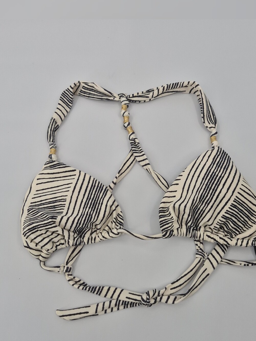Vix By Paula Hermanny Swim Bikini Top Triangle Beachy Womens Stripes Size Large